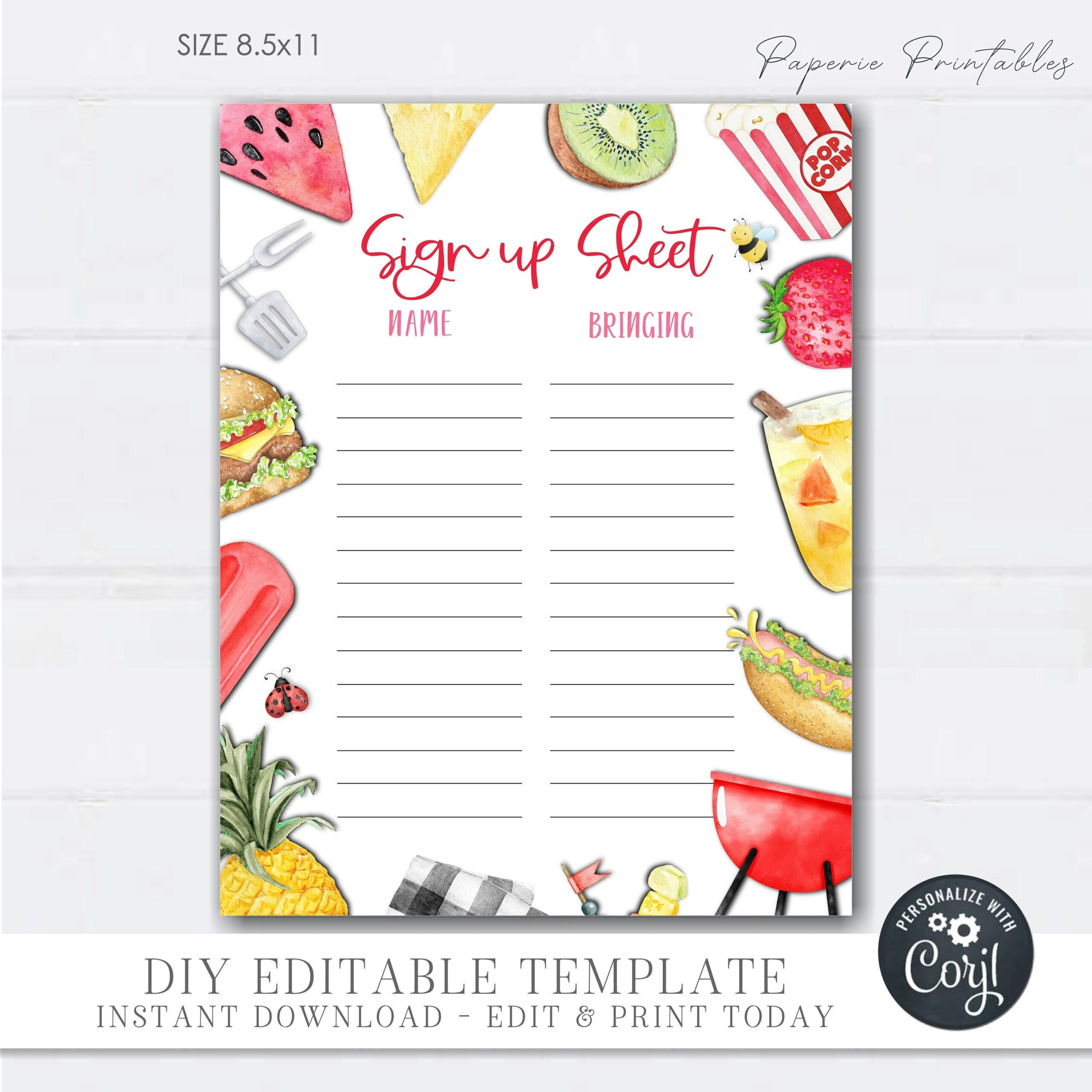 Printable Potluck Sign Up Sheet - Printable Party Favors intended for Free Printable Potluck Sign Up Sheet