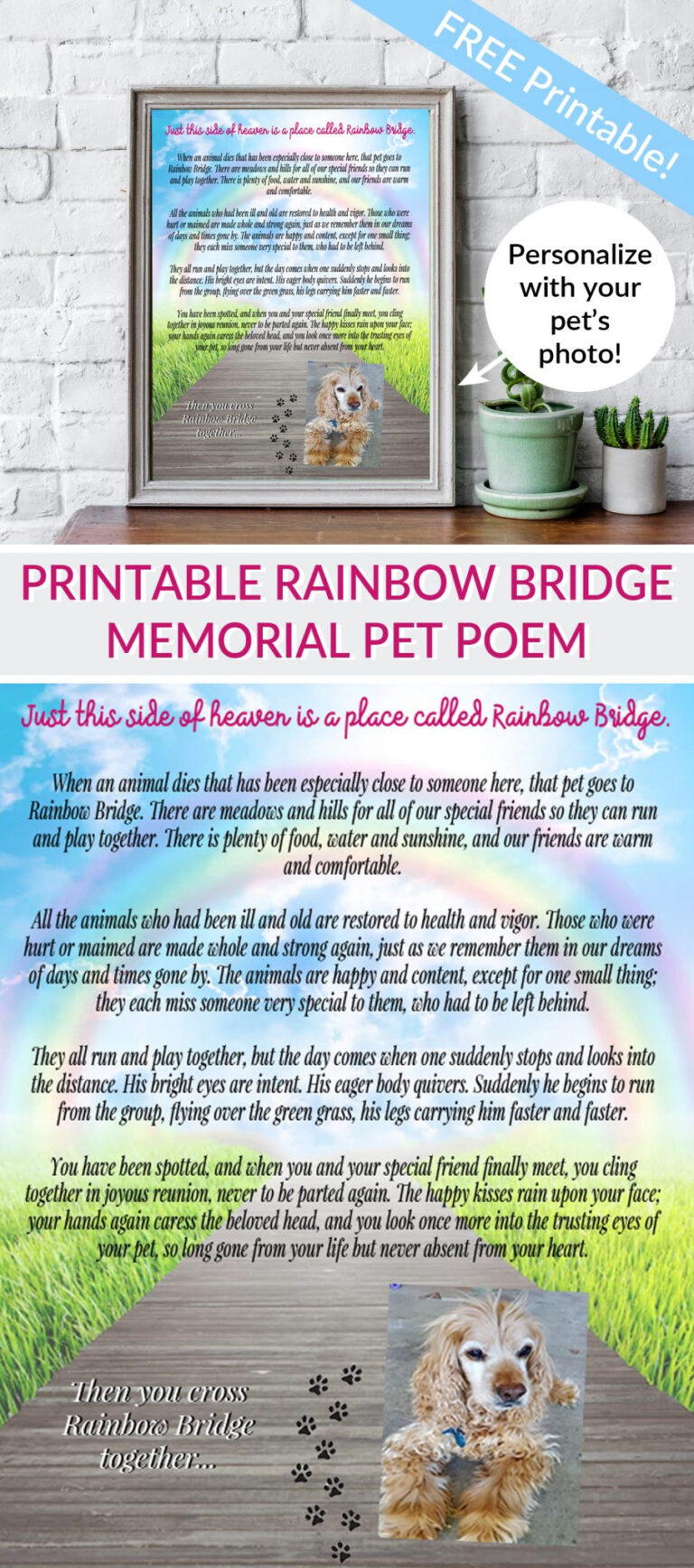 Free Printable Rainbow Bridge Poem Printable Printable Labels