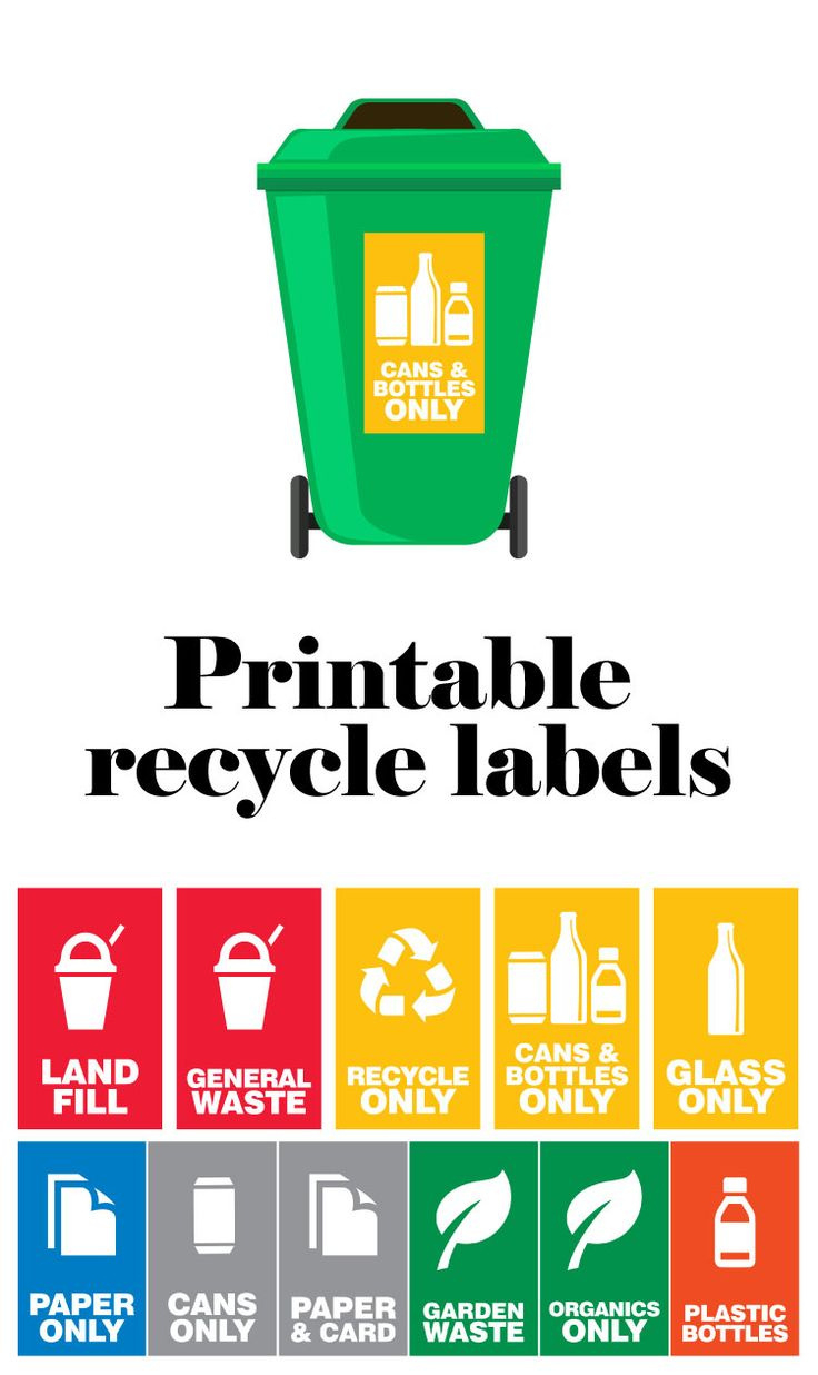 Printable Recycle Labels with Label For Trash Bins Printable