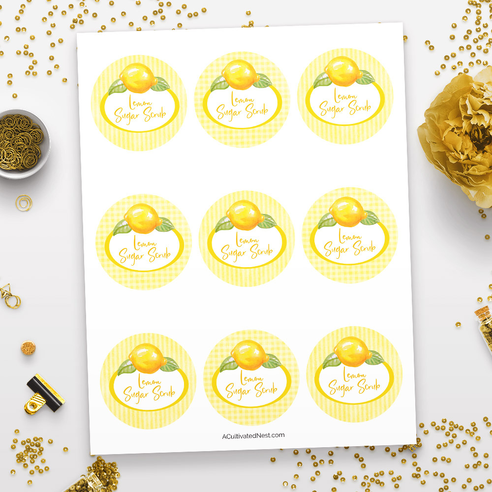 Printable Sugar Scrub Labels- Lemon regarding Sugar Scrub Printable Label