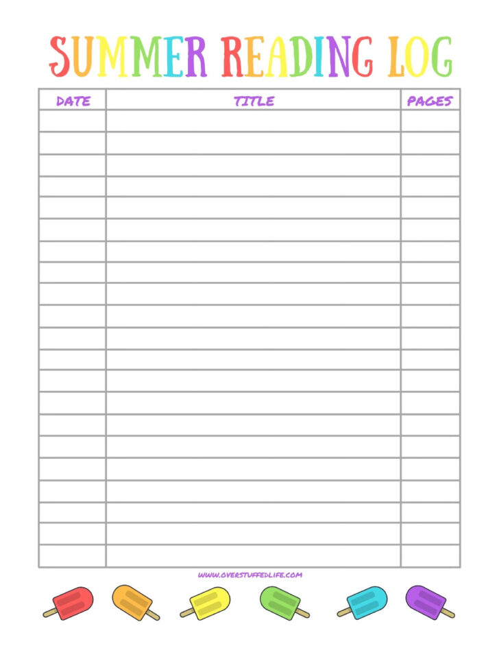 Free Printable Reading Log For Kids