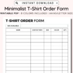 Printable T Shirt Order Form Template, Editable Order Form For Free Printable T Shirt Order Forms
