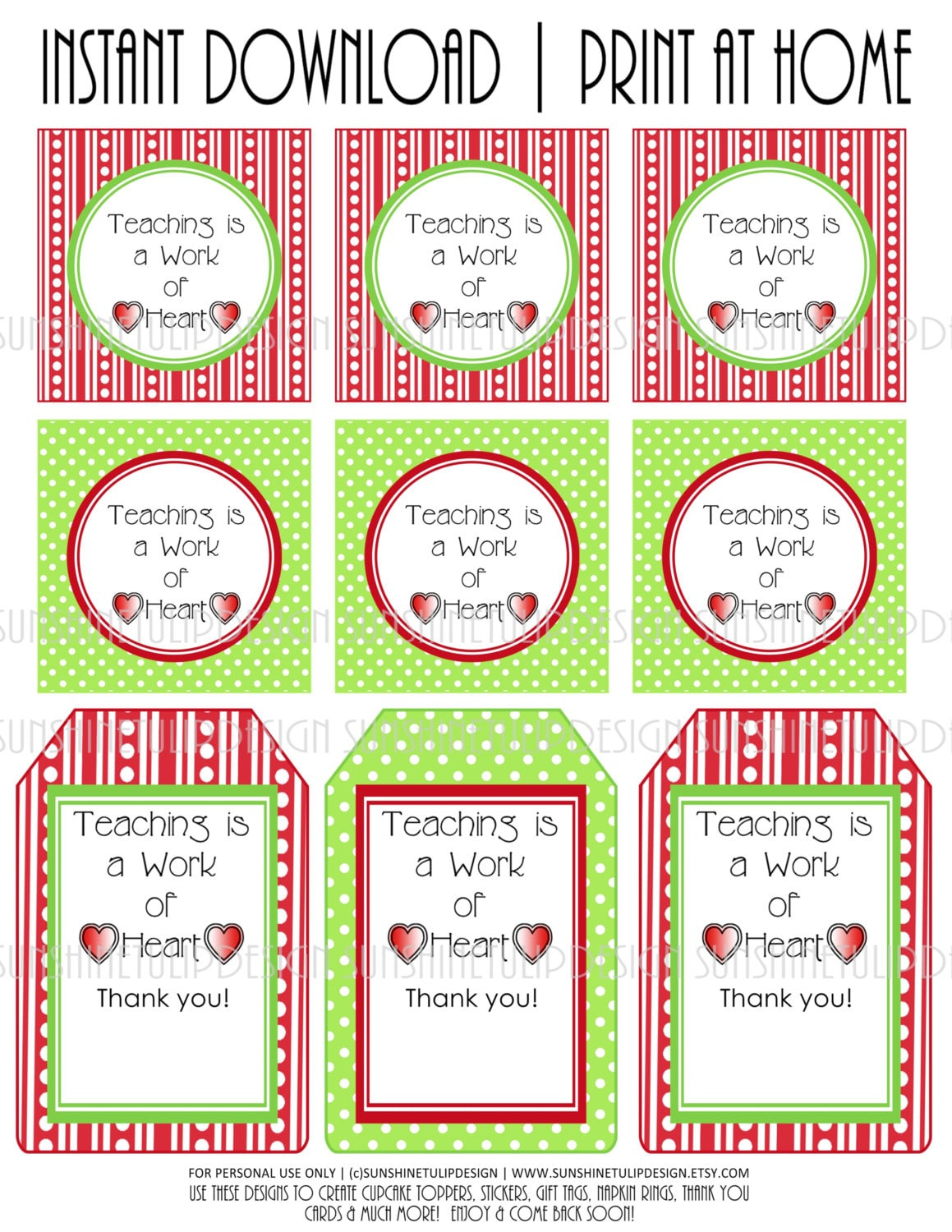 Printable Teacher Appreciation Tags, Teaching Is A Work Of Heart in Free Printable Labels For Teacher Appreciation