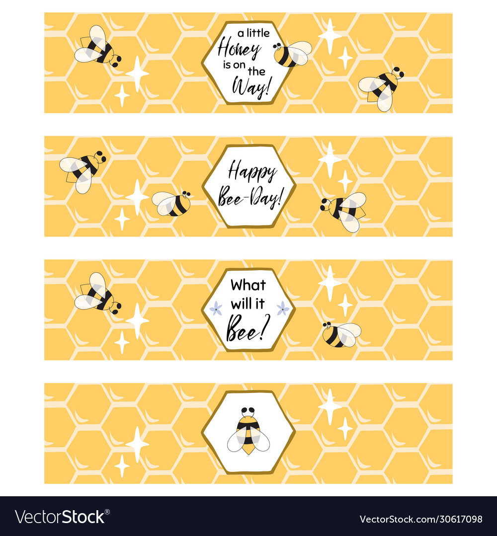 Printable Water Bottle Labels For Bee Party Drink Vector Image within Printable Label For Bottles