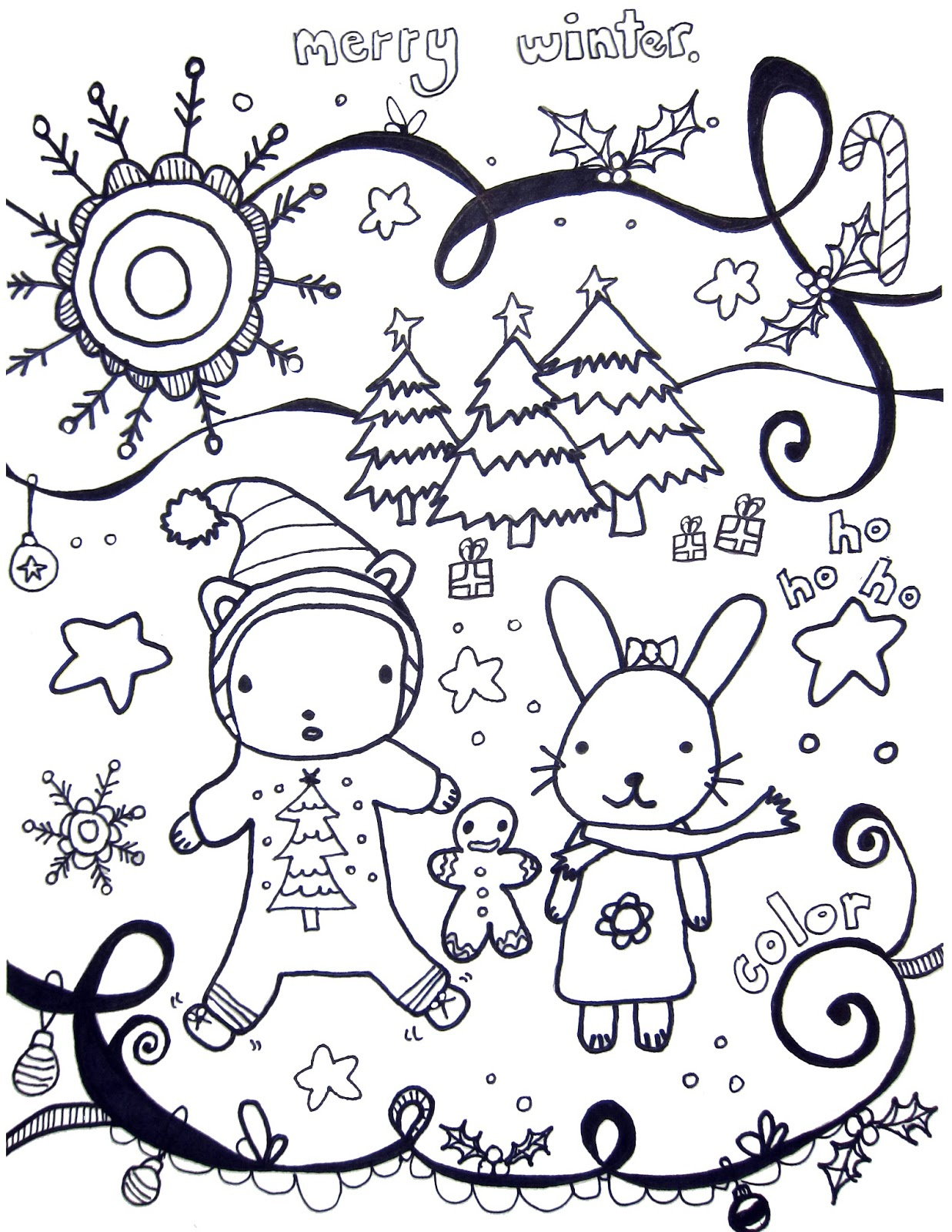 Printable Winter Coloring Pages - Marcia Beckett with Free Printable Winter Coloring Pictures