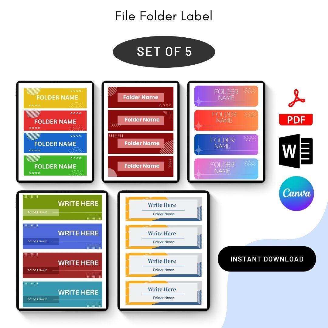 Professional File Folder Labels Template | Printable &amp;amp; Editable within Printable Label Sheets For Folders