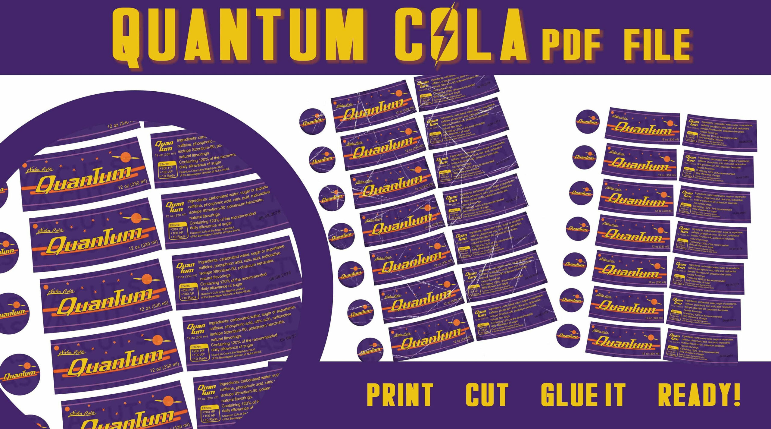 Quantum Cola Label Fallout Inspiriert Für Fans Pdf Label Druckbare regarding Nuka Cola Quantum Printable Label