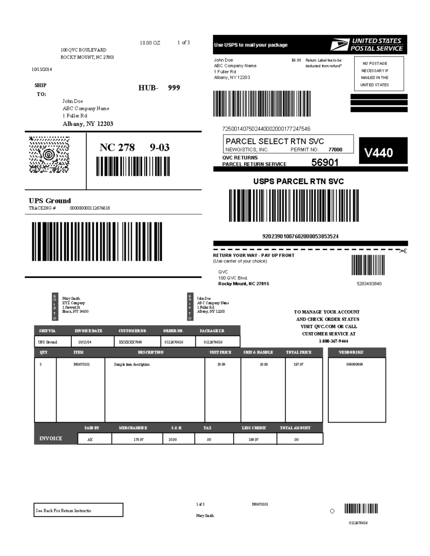 Qvc Packing Slip Template | Cybra regarding Qvc Return Label Printable