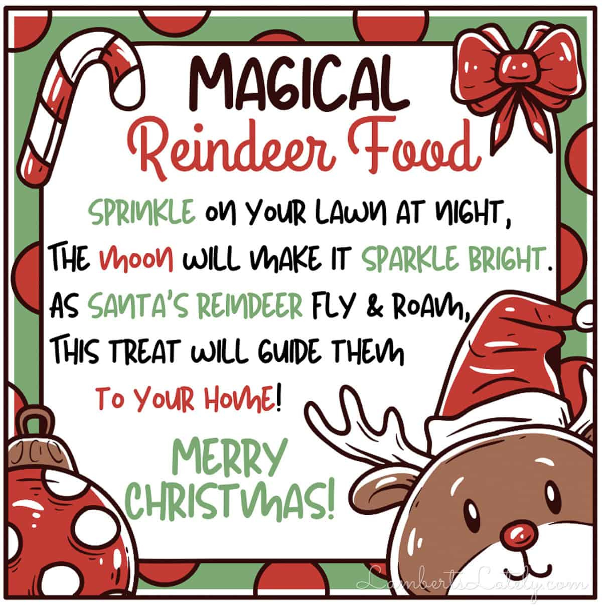Reindeer Food Recipe &amp;amp; Poem Printable | Lamberts Lately regarding Free Printable Reindeer Food Label