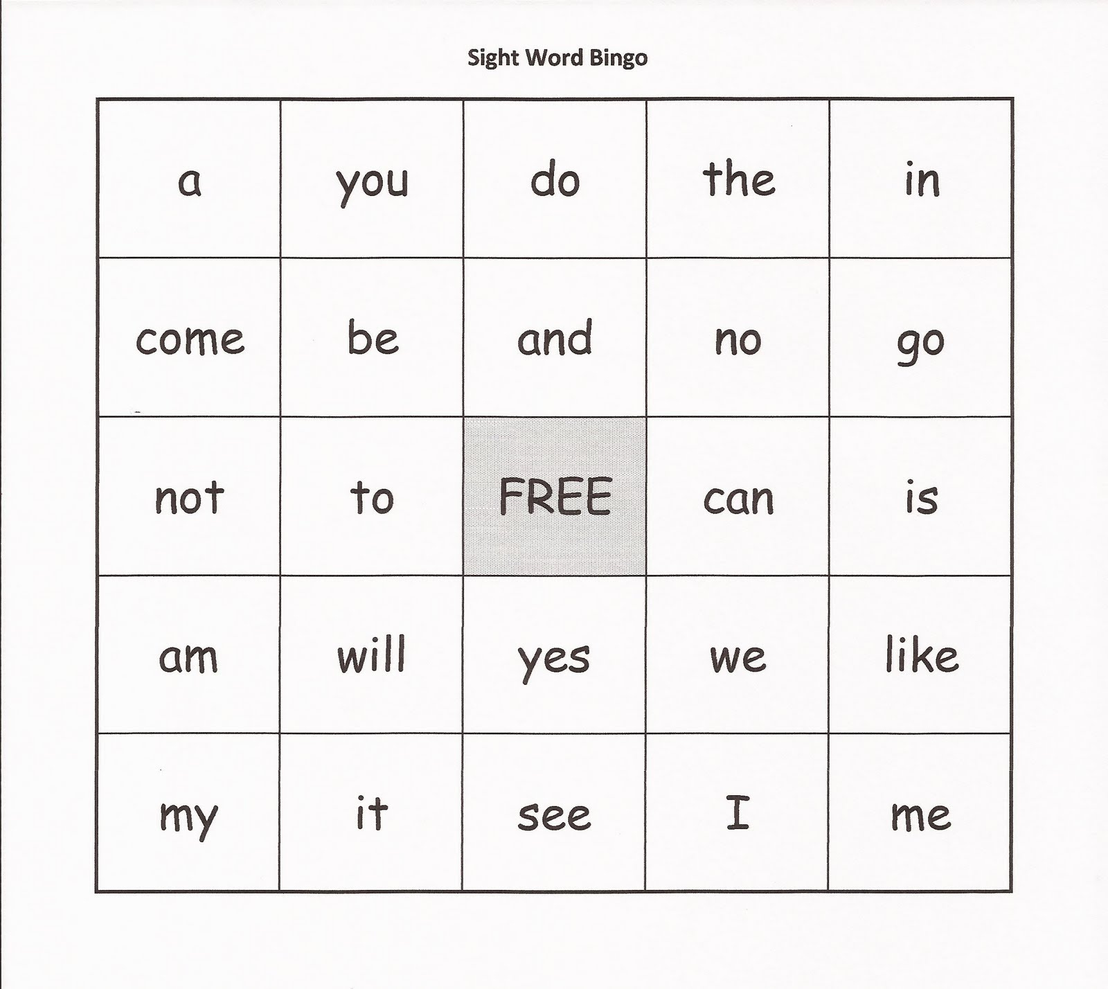 Relentlessly Fun, Deceptively Educational: Sight Word Bingo pertaining to Free Printable Sight Word Bingo
