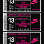 Rosa Schuhkarton Label | Gastgeschenke | Schwarz Basketball Pink With Regard To Nike Birthday Shoe Box Label
