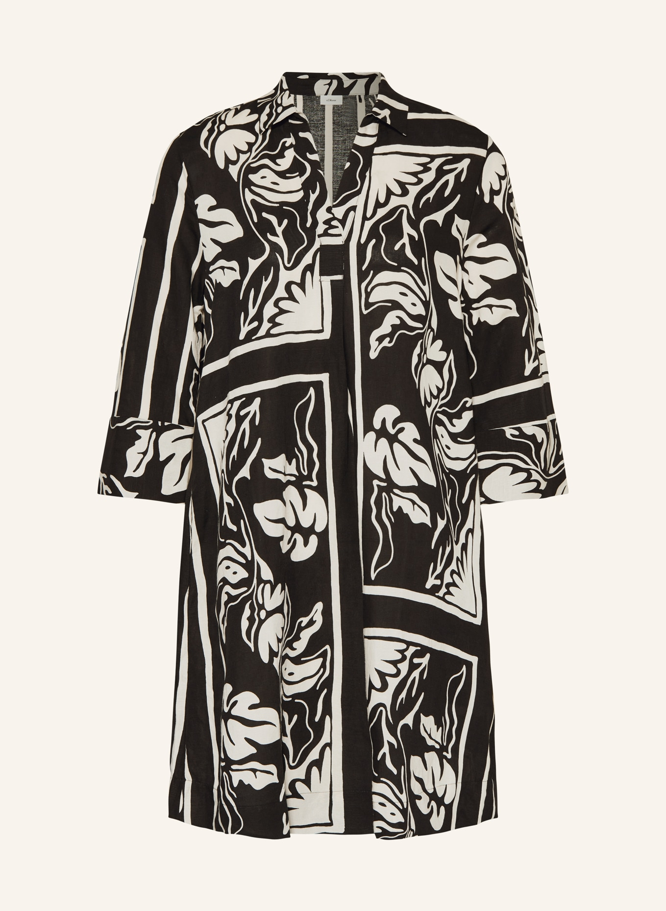 S.oliver Black Label Dress With Linen And 3/4 Sleeves In Black/ Cream with regard to Printable Return Label Woman Within