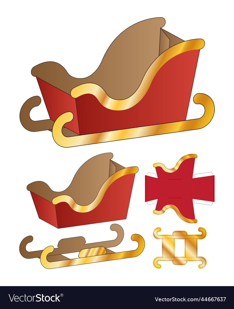 Santa Claus Sleigh Cart Packaging Template Vector Image throughout Free Printable Santa Sleigh Templates