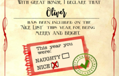 Santa "Nice List" Free Printable Certificate within Free Printable Nice List Certificate
