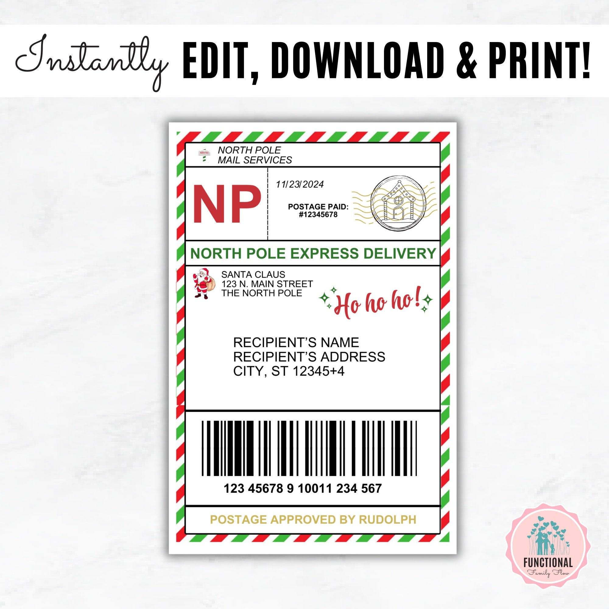 Santa Shipping Label Template | Editable North Pole Mail Label throughout Fake Shipping Label From North Pole Printable