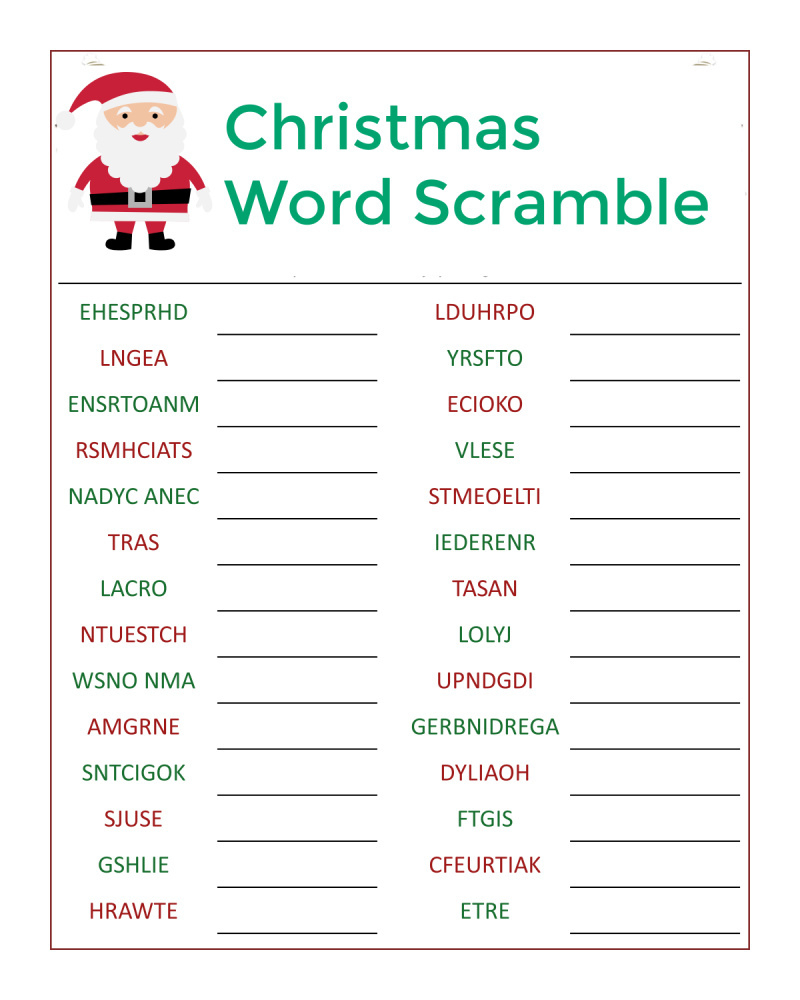 Santa&amp;#039;S Christmas Word Scramble Activity Page - Mama Likes This within Free Printable Christmas Word Games