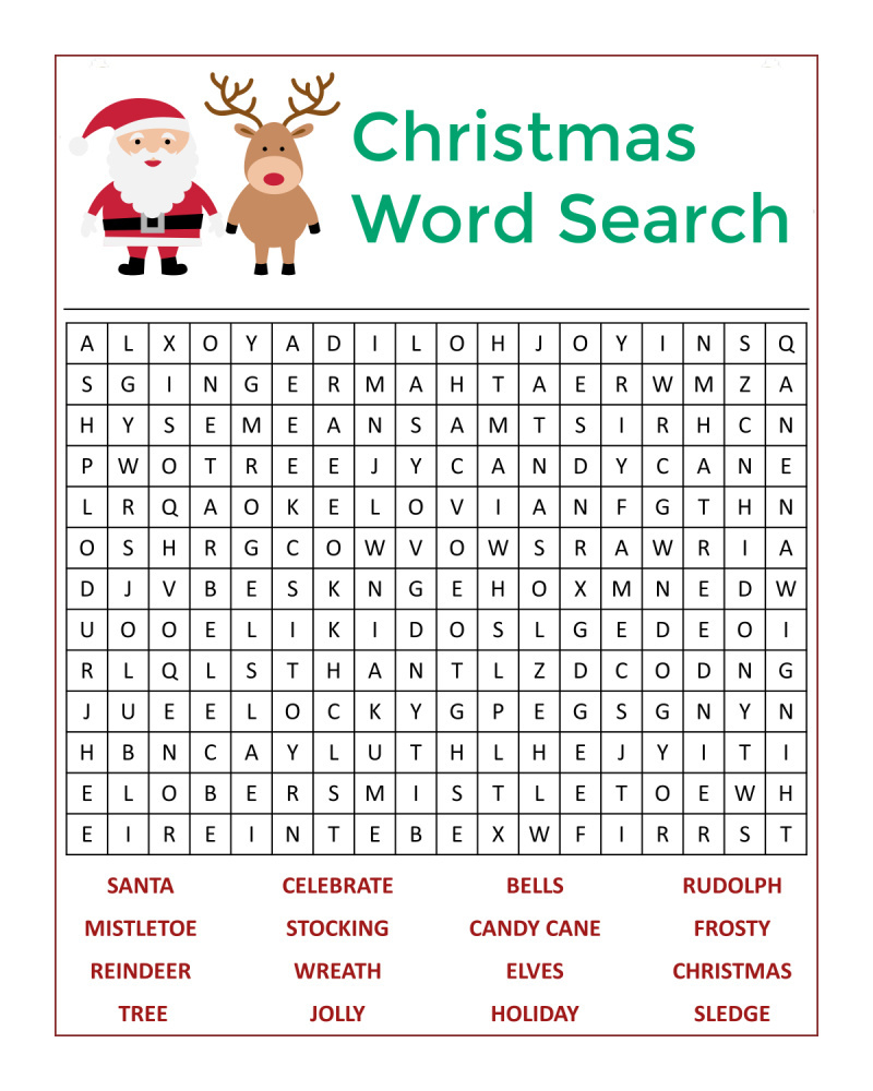 Santa&amp;#039;S Christmas Word Search Activity Page - Mama Likes This regarding Free Printable Word Searches For Christmas