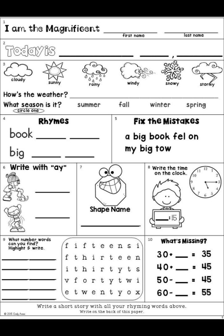 Free Printable Second Grade Worksheets