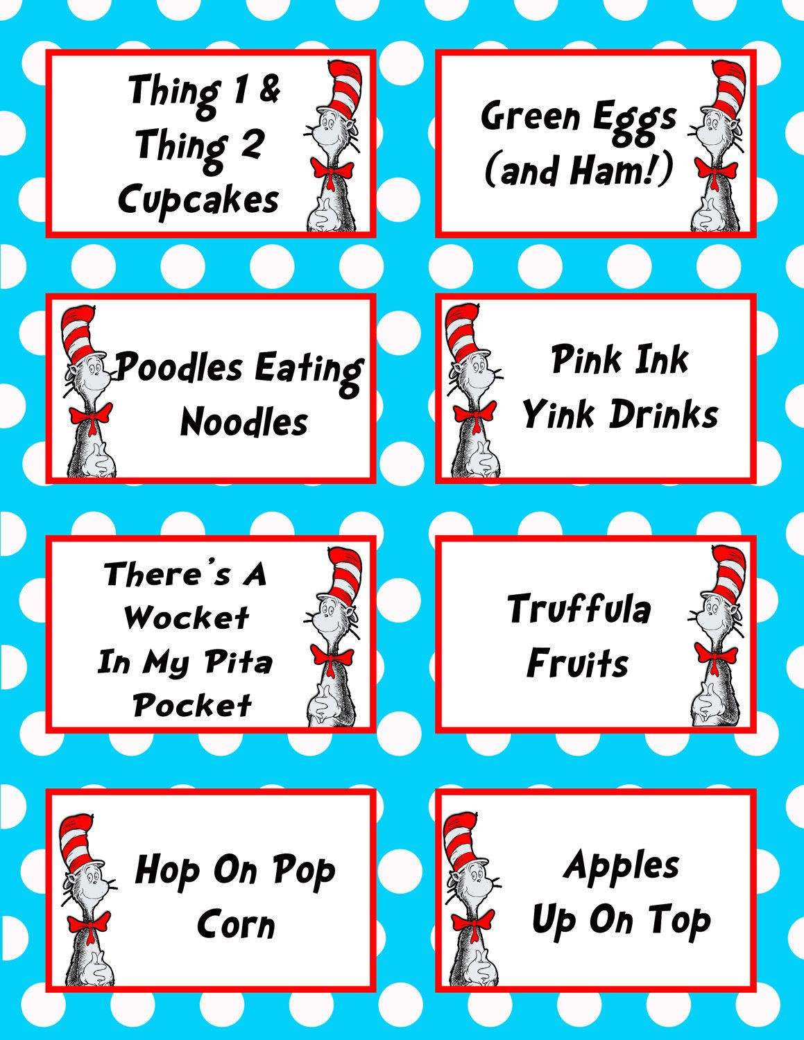 Seuss Party: 12 Parker Birthday Ideas To Save Today | Dr Seuss in Free Dr Seuss Food Label Printable