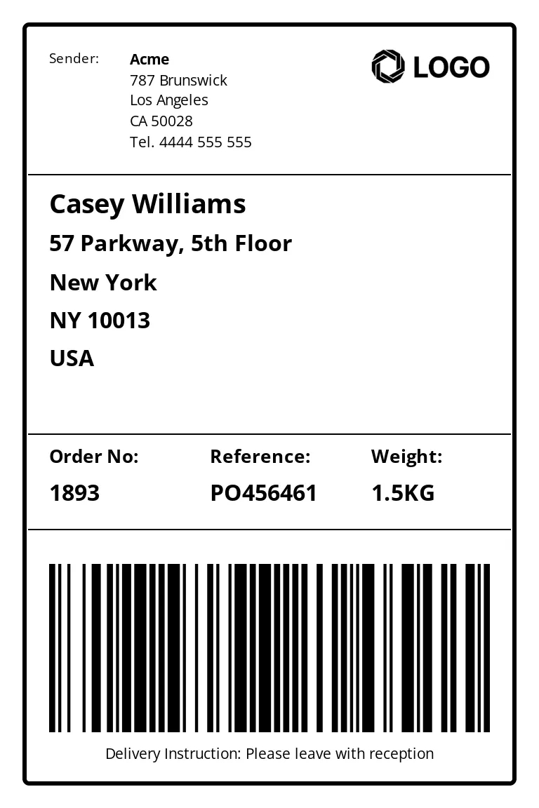 Shipping Label Template - Pdf Generation Api pertaining to Printable Label Shipping
