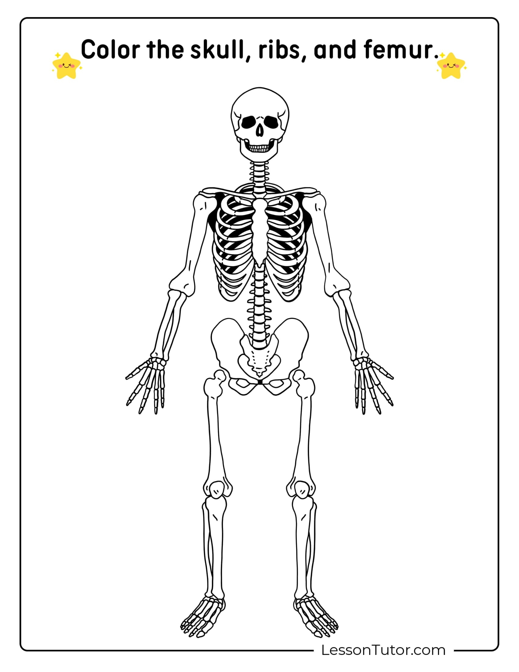Skeleton System Worksheets - Free Coloring Pages, Pdf Printables for Printable Skeleton to Label Joints