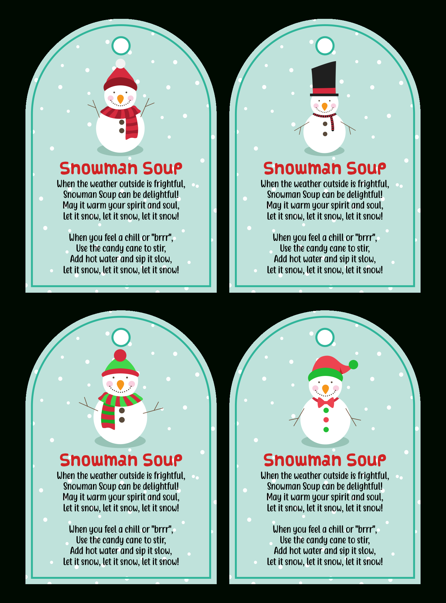 Snowman Soup Labels - 10 Free Pdf Printables | Printablee intended for Free Printable Snowman Soup Labels