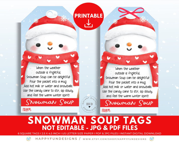 Free Printable Snowman Soup Labels