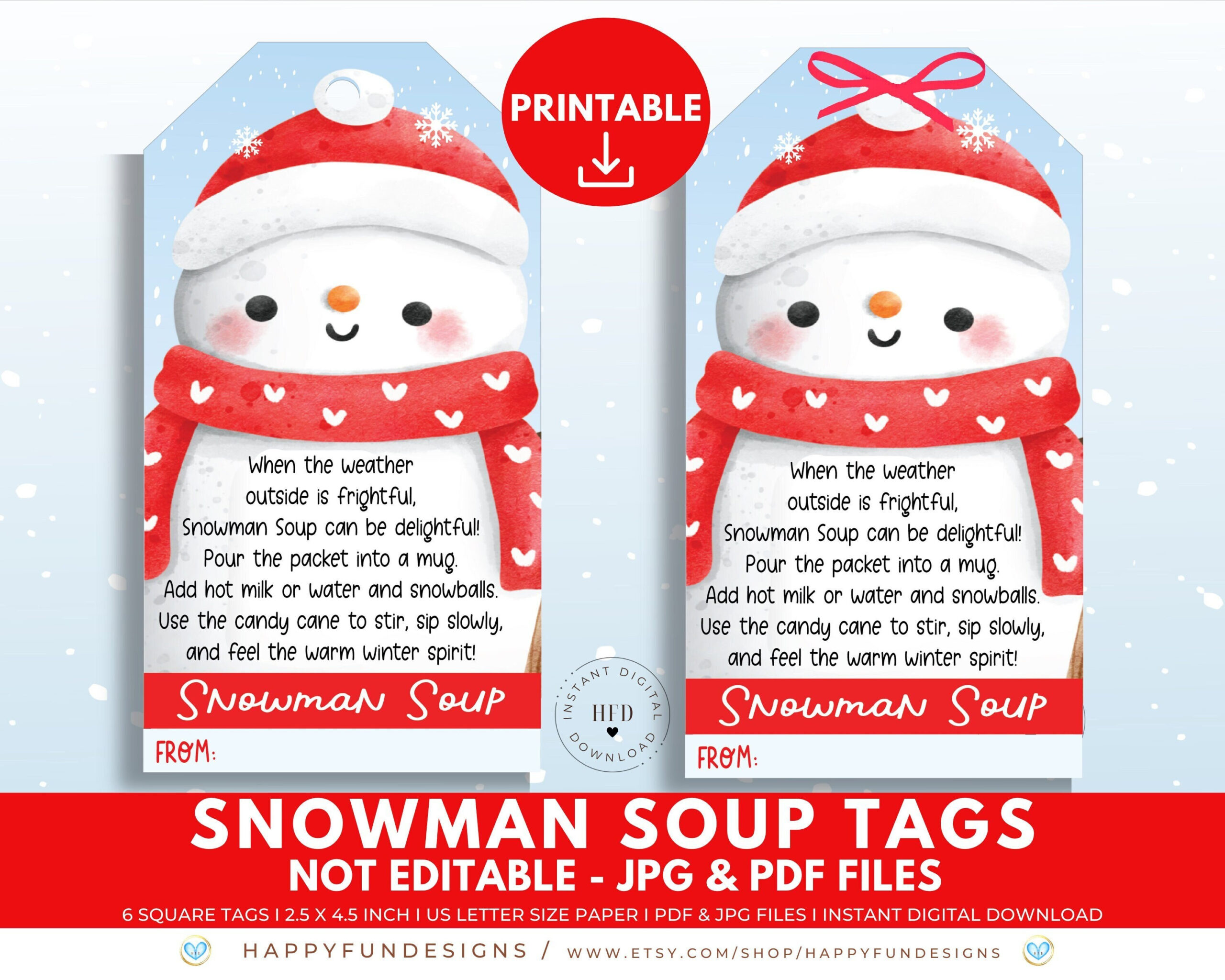 Snowman Soup Tag Printable, Snowman Soup Treat Bag Topper, Pta within Free Printable Snowman Soup Labels