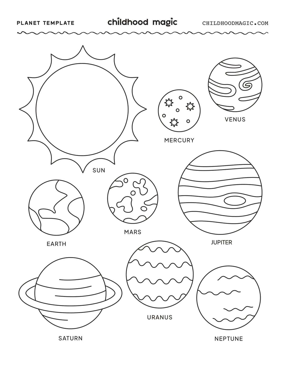 Solar System Coloring Page- A Free Planet Printable - Childhood Magic with regard to Free Printable Planets to Cut Out