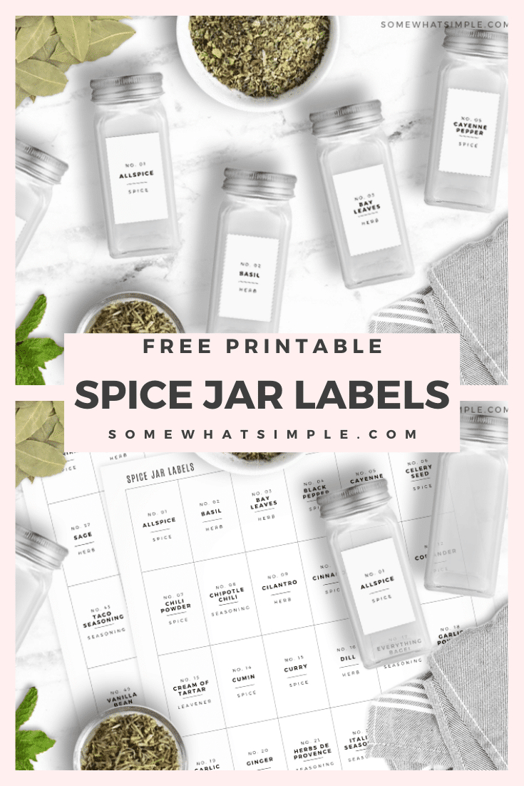 Spice Jar Labels (Free Printable) From Somewhat Simple in Spice Jar Labels Printable