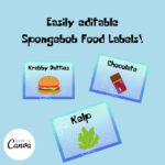 Spongebob Food Label   Etsy With Spongebob Food Labels Free Printable