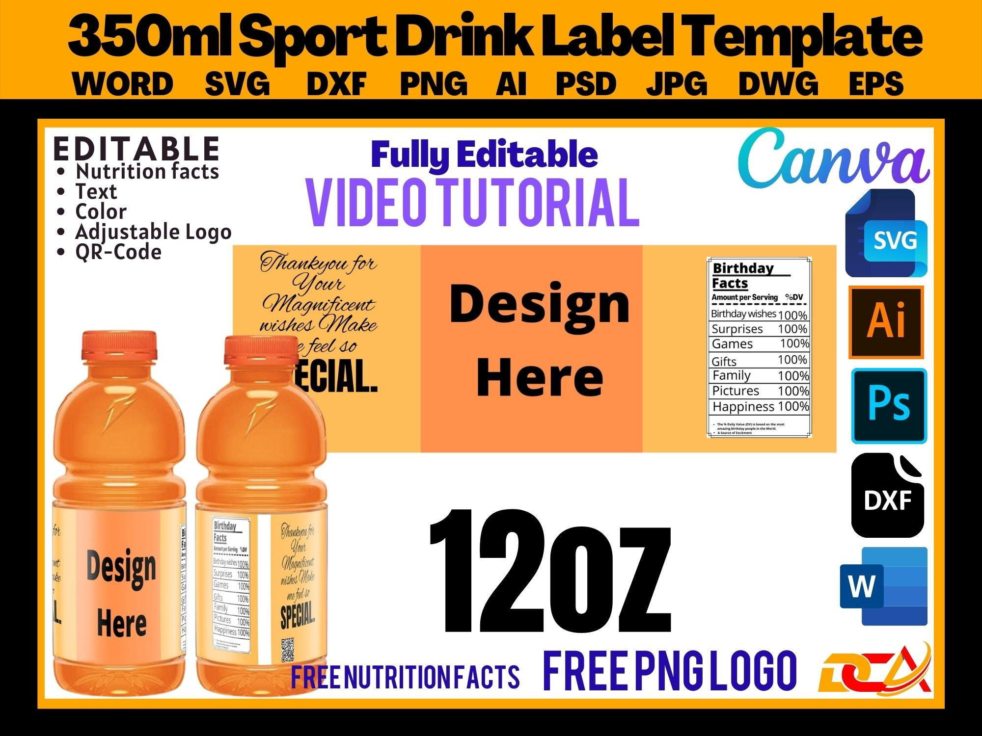 Sports Drink Bottle Label Template, Sports Drink Wrapper Template within Gatorade Back Label Template