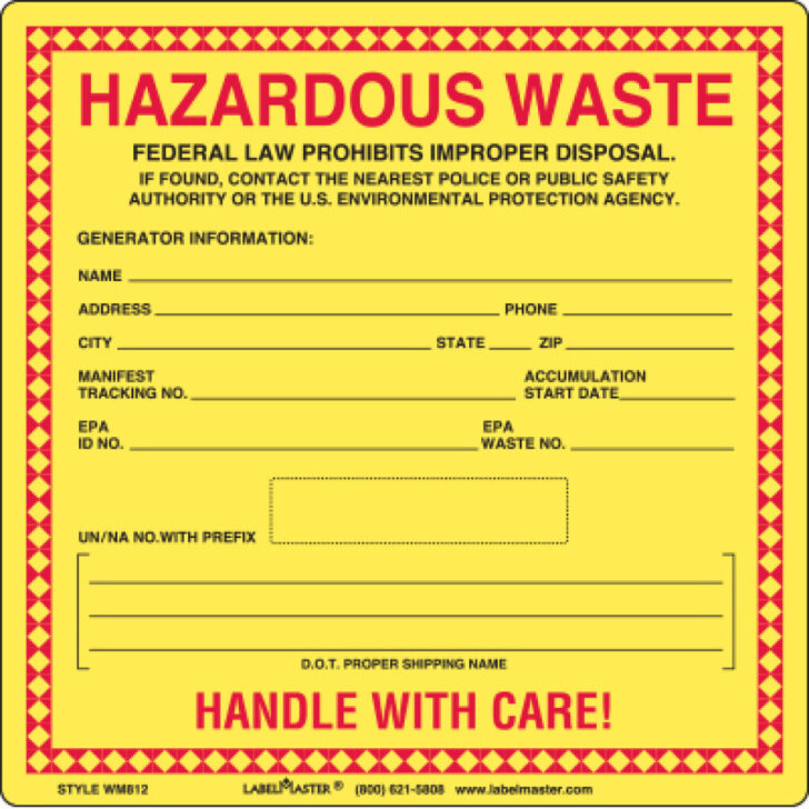 Printable Hazardous Waste Label