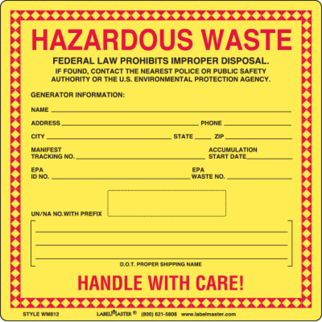 Standard Waste Label For 12Mm Un/Na, Personalized, Pvc-Free Film with Printable Hazardous Waste Label