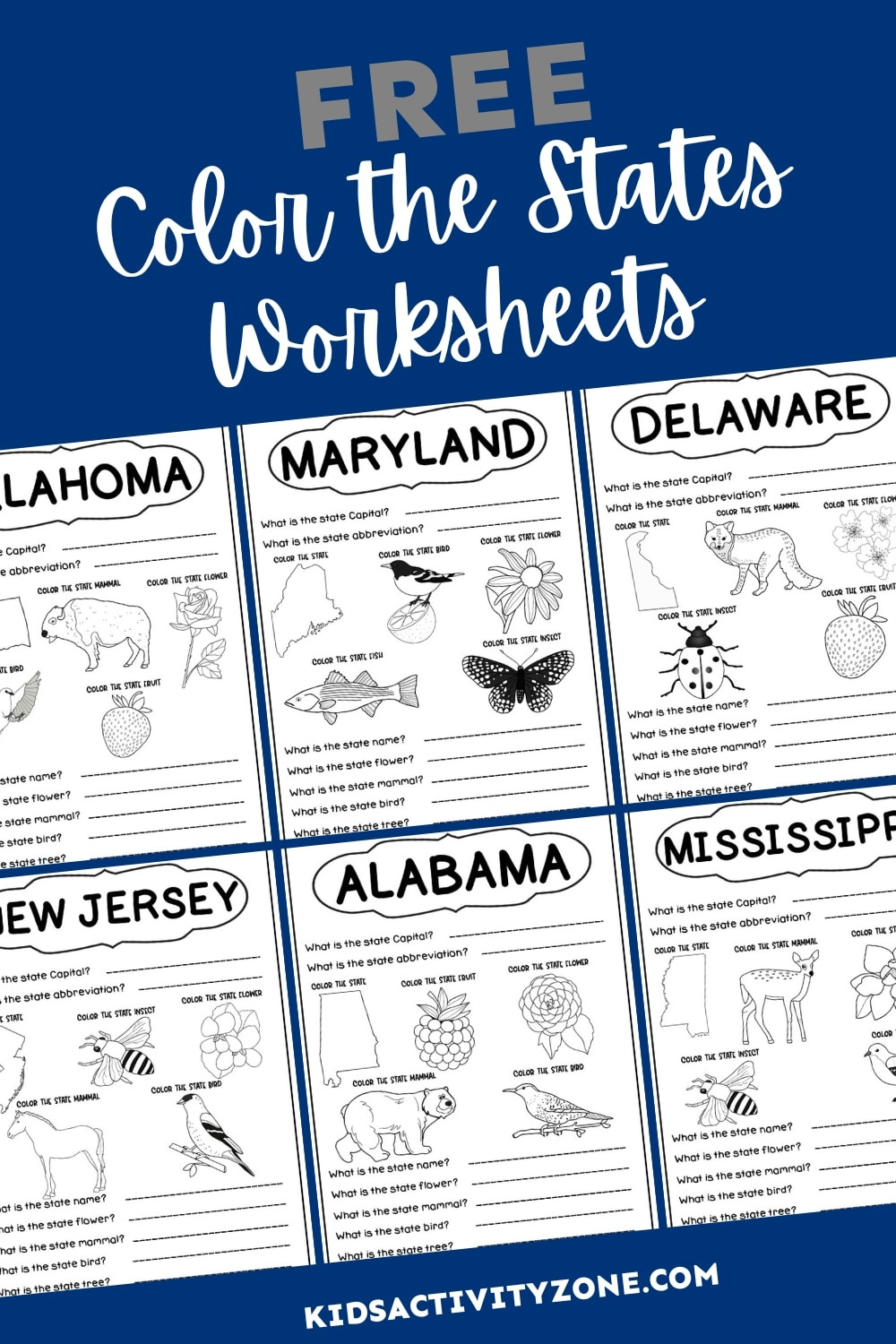 States And Capitals Worksheets - Kids Activity Zone throughout Free Printable State and Capital Worksheets