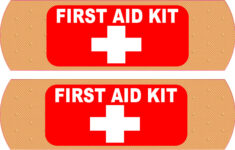 Stickertalk Bandage First Aid Kit Vinyl Stickers, 5 Inches X 1.5 with First Aid Kit Label Printable