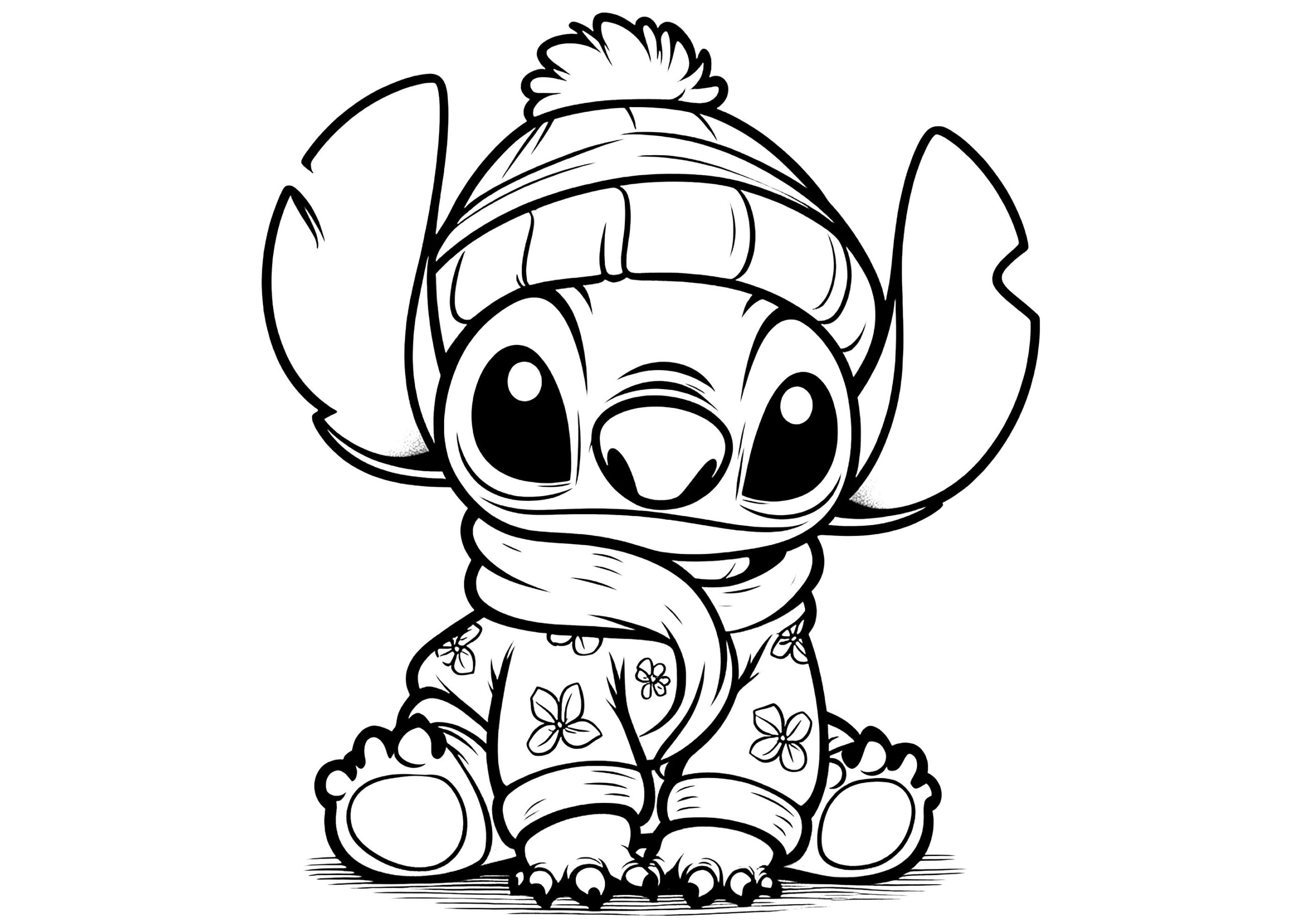 Stitch Dressed For Winter - Lilo And Stitch Coloring Pages within Free Printable Coloring Pages Stitch