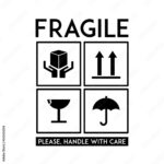 Stock Vektorgrafik „Fragile Label Design Template Badge Sticker Inside Fragile Label Printable