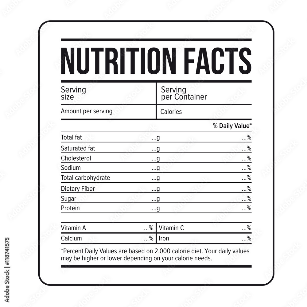 Stock-Vektorgrafik „Nutrition Facts Label Template Vector“ | Adobe with regard to Printable Nutrition Facts Label