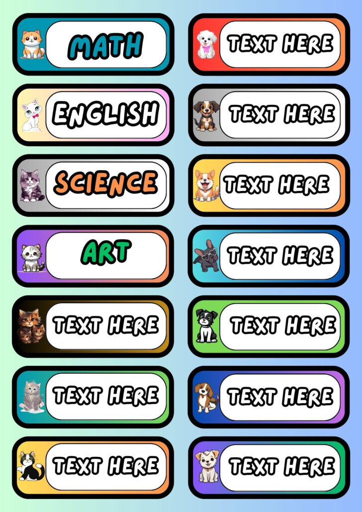 Subjects Label Printable