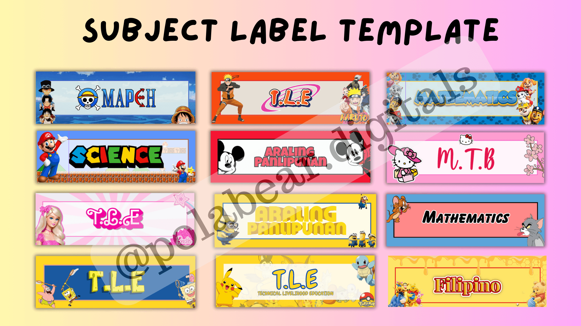 Subject Label Template With 40+ Cute Designspaulachentamonte intended for Subject Label Design Printable