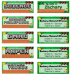 Subject Labels & Name Tag For Kids | Printable | Downloadable With Minecraft Subject Label Printable