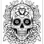 Sugar Skull Coloring   Skoolgo Intended For Free Printable Sugar Skull Coloring Pages