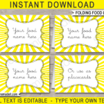 Sunshine Party Food Labels Template Regarding Food Labels For Party Printable