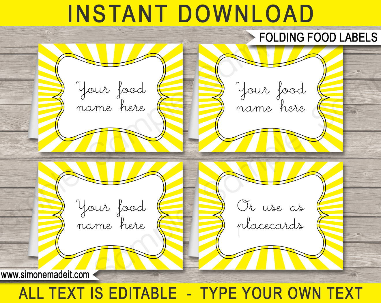 Sunshine Party Food Labels Template regarding Food Labels For Party Printable