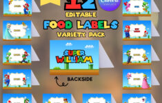 Super Mario Food Tent Labels: Editable Birthday Party Decor regarding Free Printable Super Mario Party Food Labels