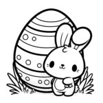 Sweet Easter Bunny With A Huge Easter Egg: Simple Coloring Page (Free) In Free Printable Colouring Pages For Easter