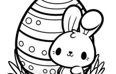 Sweet Easter Bunny With A Huge Easter Egg: Simple Coloring Page (Free) in Free Printable Colouring Pages For Easter