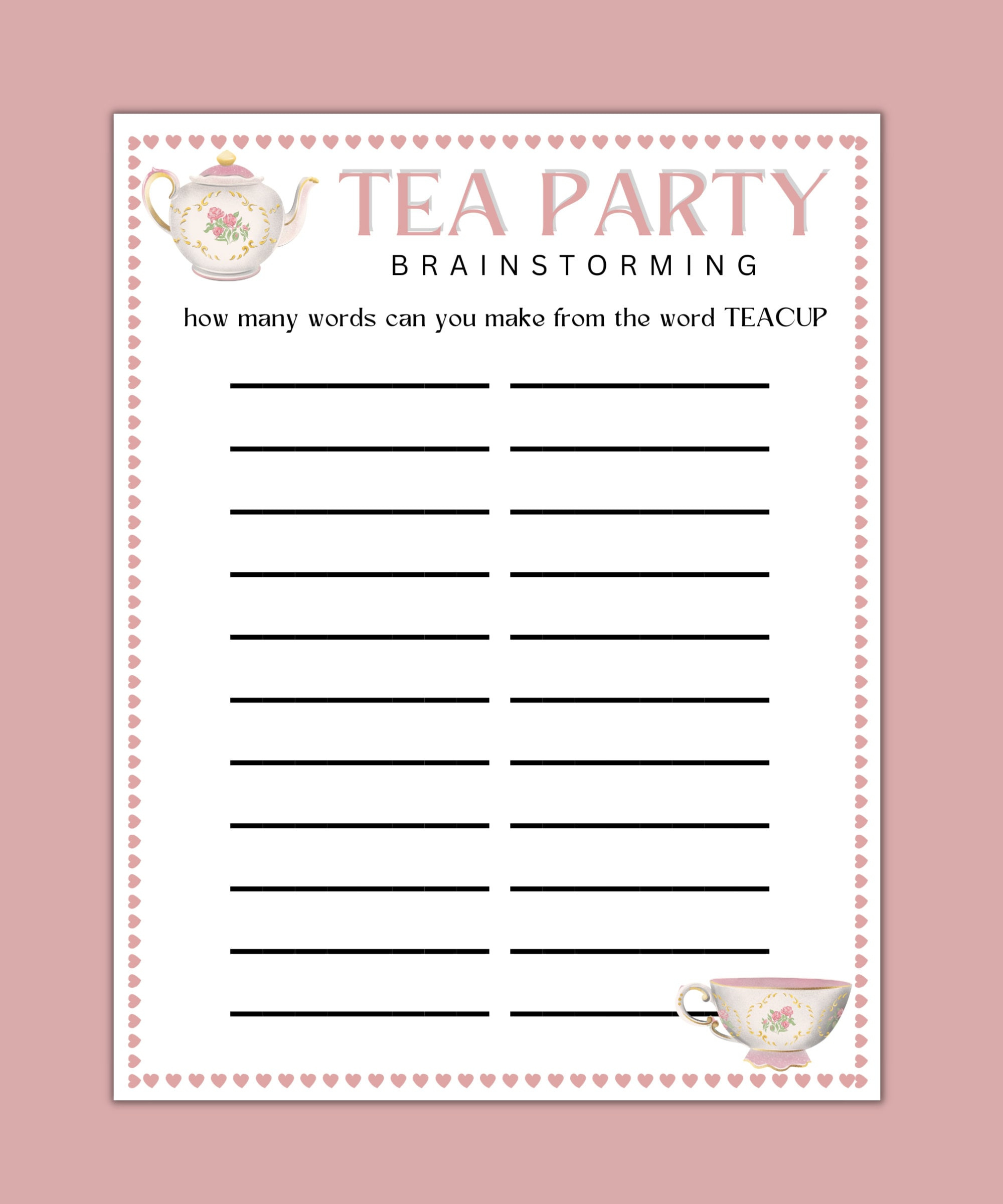 Tea Party Games Bundle - Printable Tea Party Games - Tea Party throughout Free Printable Tea Party Games For Adults