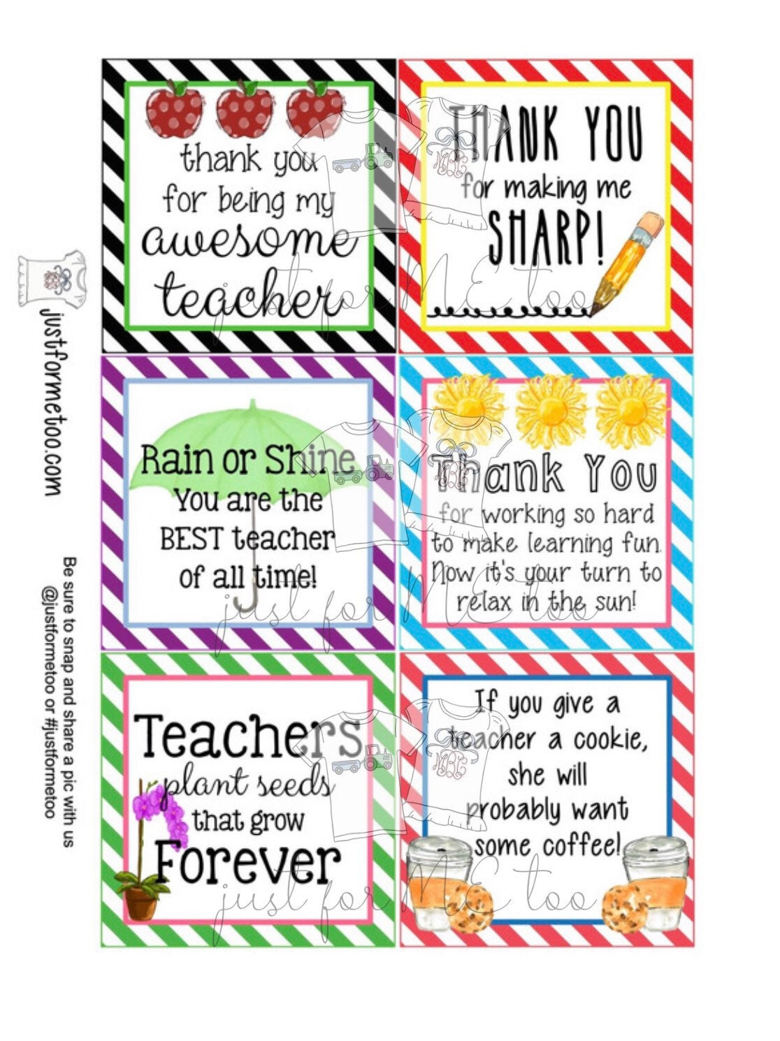 Teacher Appreciation Printable Tags, Instant Download, Teacher pertaining to Teacher Appreciation Printable Labels